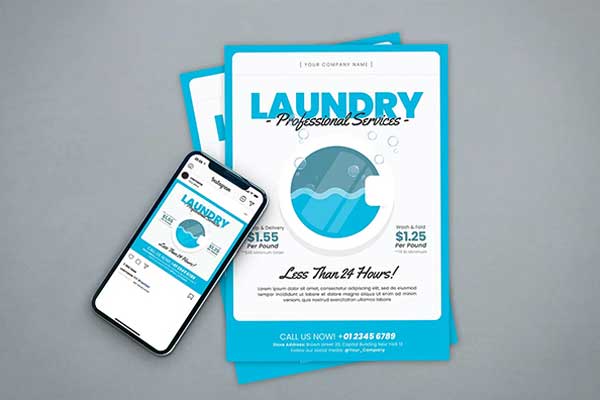 Modern Laundry Poster Designs – Informative and Engaging Posters for Customers | Premium PSD and AI File Formats